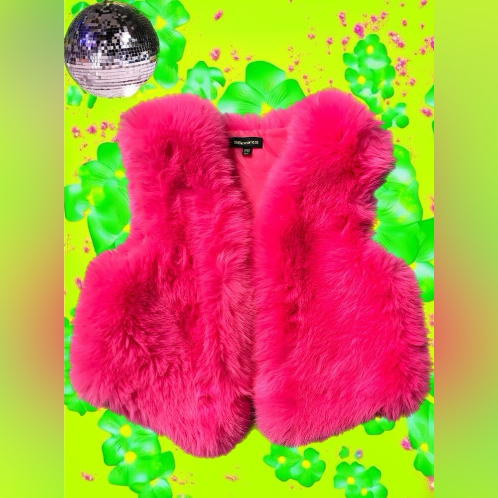 36 Point 5 Pink Faux Fur Vest NWOT! *Rare Find